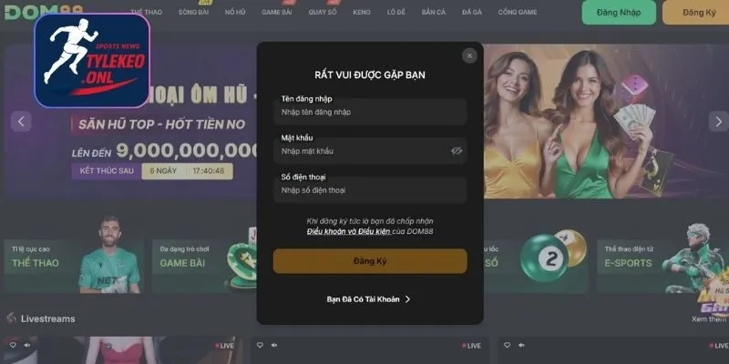 Cách đăng ký DOM88