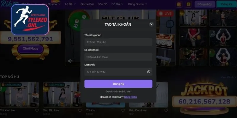 Đăng ký tài khoản Rik88